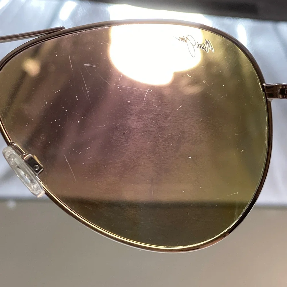 Maui Jim MJ-264 Mavericks Sunglasses Unisex Silver Blue Titanium 61-14-137